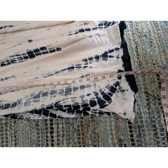 Tie Dye Midi Dress M Peach Blue Spaghetti Straps Beachy Summer Vneck Lined - Picture 3 of 7